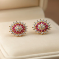 Gold Plated Crystal Floral Earrings for Women (1)