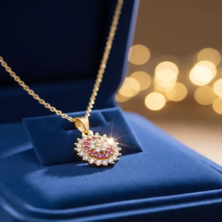 Gold Plated Crystal Floral Necklace (1)