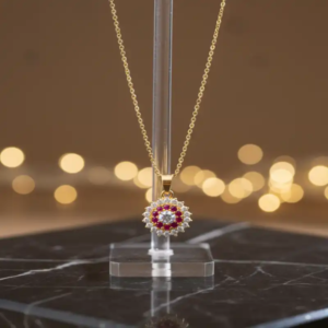 Gold Plated Crystal Floral Necklace (2)